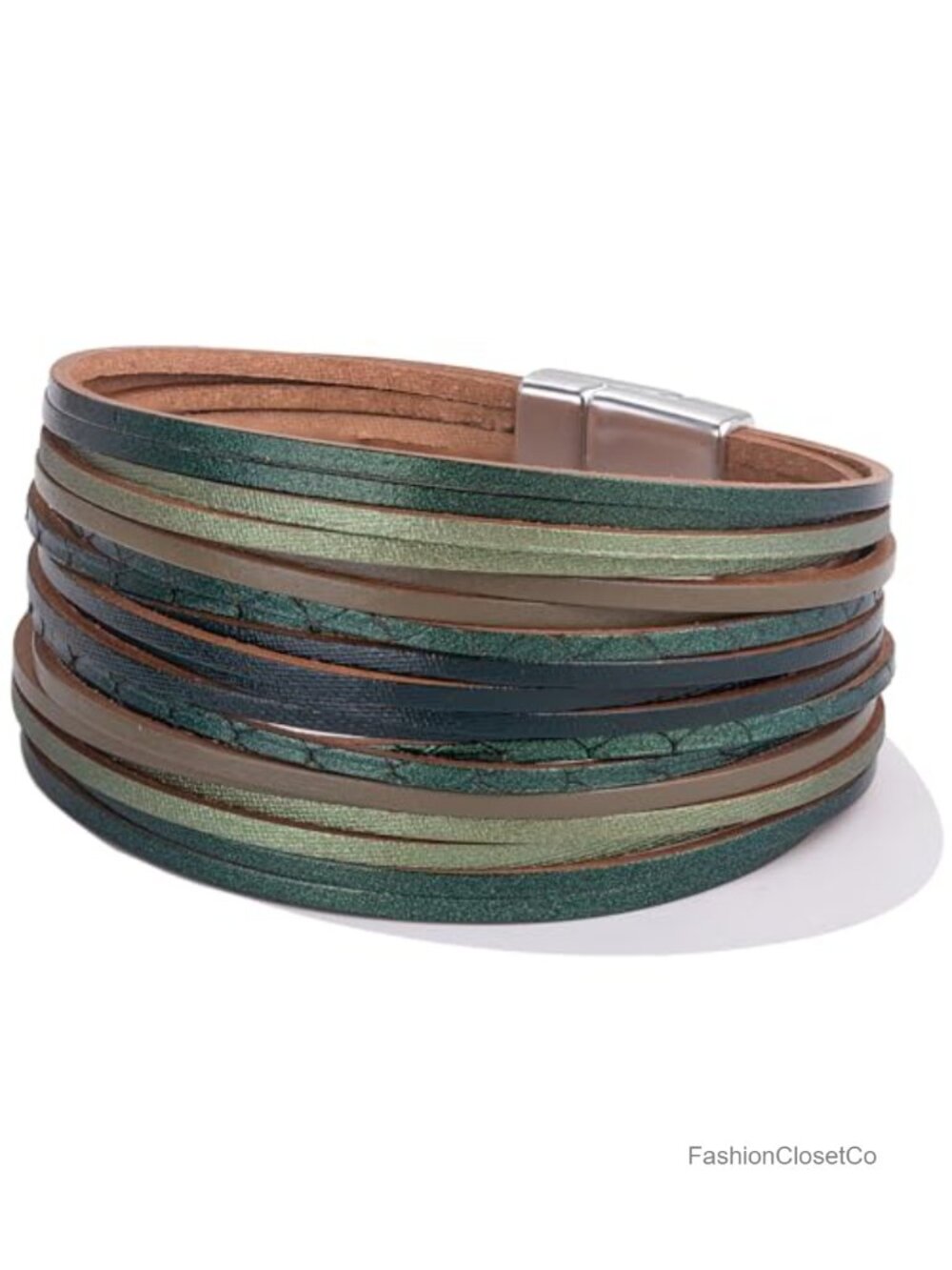 Boho Chunky Leather Wrap Bracelet Stackable Layered Cuff Magnetic